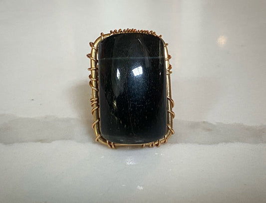 BRONZE+DEEP BLUE TIGERS EYE RING