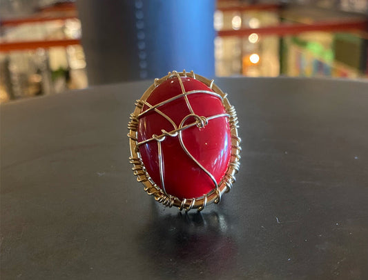 BRONZE+ENHANCED RED JASPER RING