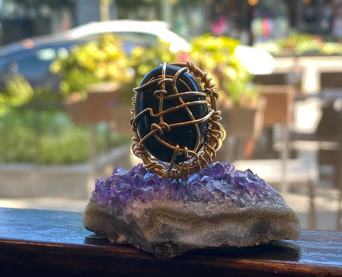 BRONZE+ONYX RING