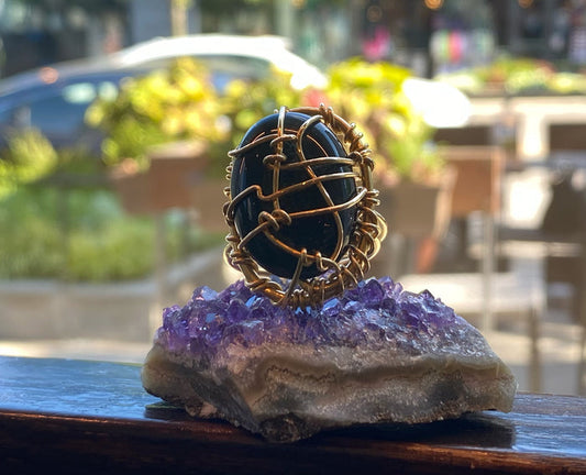 BRONZE+ONYX RING