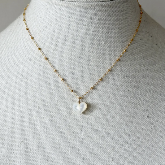 Bubble Heart Necklace - Pearl