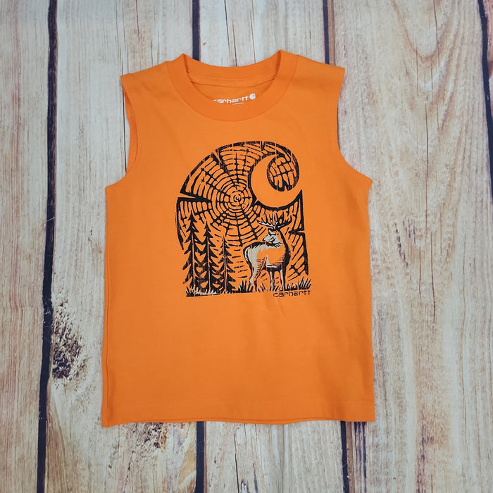 CARHARTT SLEEVELESS WOOD GRAIN C T-SHIRT EXOTIC ORANGE