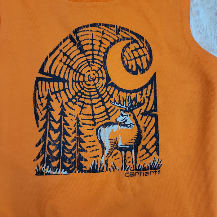 CARHARTT SLEEVELESS WOOD GRAIN C T-SHIRT EXOTIC ORANGE