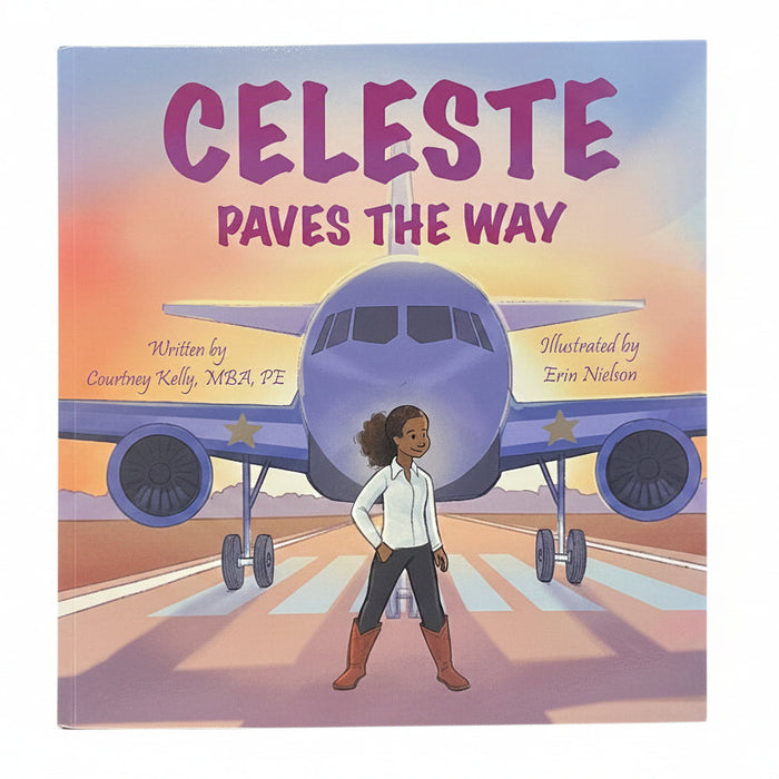 A children's book titled 'Celeste Paves the Way' by Courtney Kelly.