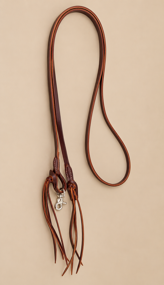 Closed Reins - CR55 - 5/8” x 8’ Pineapple Knot Latigo Leather
