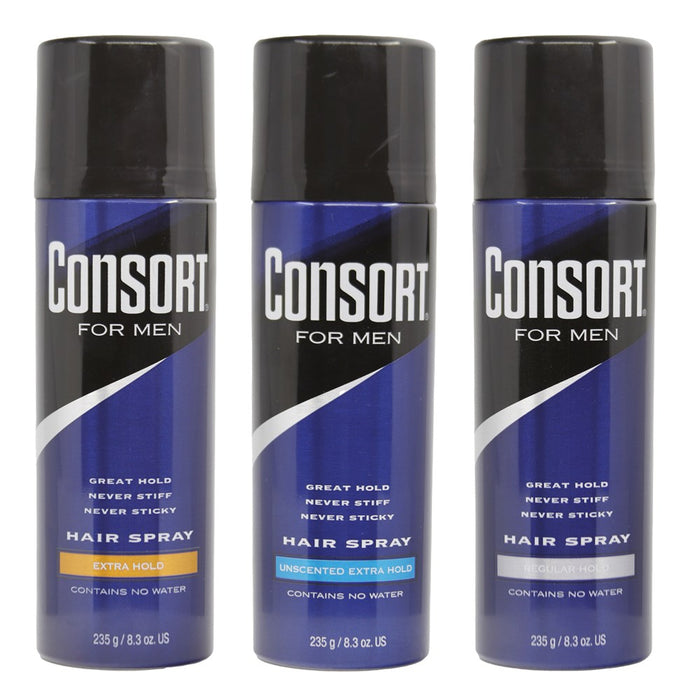 CONSORT For Men Hair Spray (8.3oz) Unscented Extra Hold ⁠