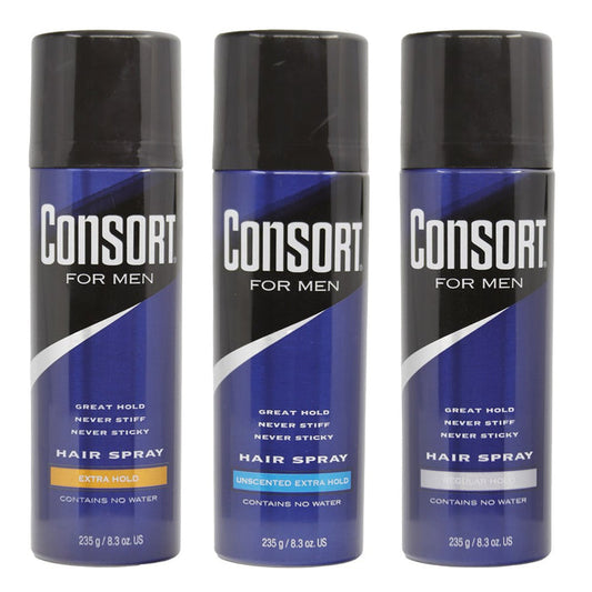 CONSORT For Men Hair Spray (8.3oz) Unscented Extra Hold ⁠