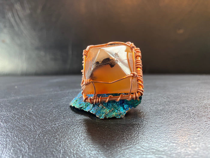 COPPER+CARNELIAN AGATE PYRAMID RING