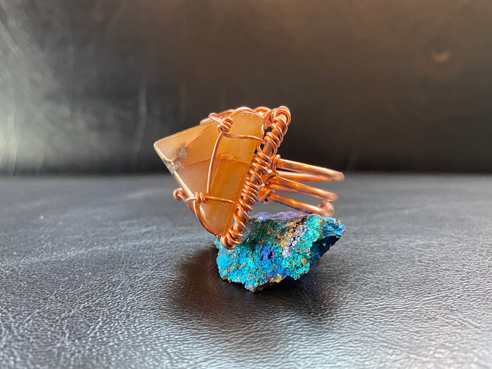 COPPER+CARNELIAN AGATE PYRAMID RING