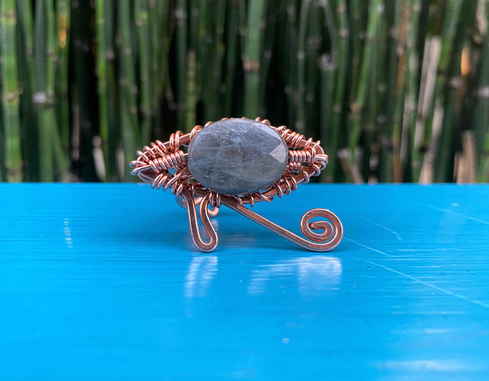 COPPER+LABRADORITE EYE OF HERU RING