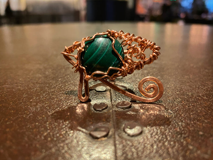 COPPER+MALACHITE EYE OF HERU RING