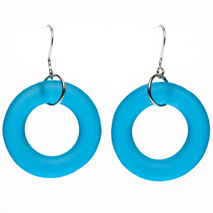 Earrings - Recycled Glass - Aqua