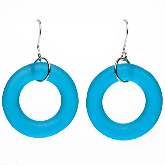 Earrings - Recycled Glass - Aqua