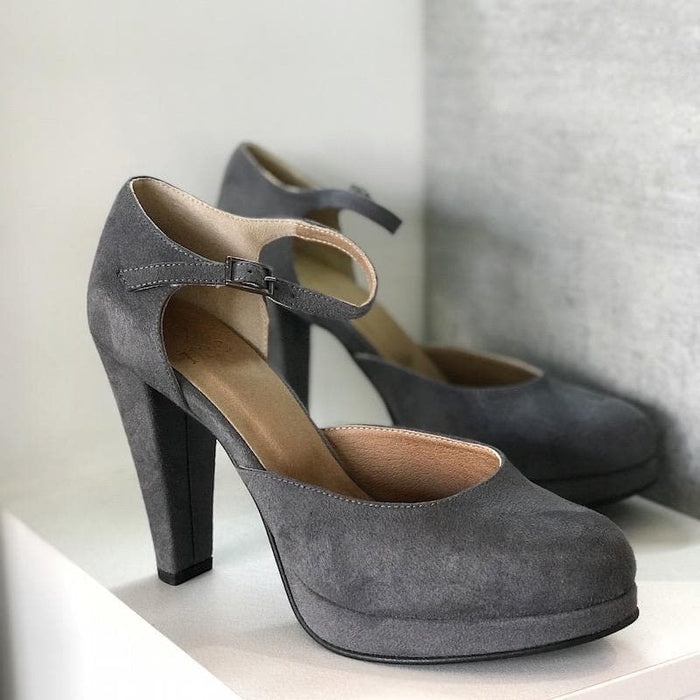 'Erica' women's vegan high heels mary-janes by NAE - grey - Vegan Style
