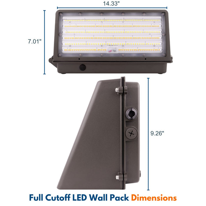 Konlite 125W Full Cut off Wall Pack light dimensions