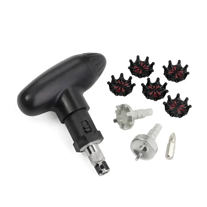 Golf shoes spikes repair kit with club adjustment tool, tees, adapters