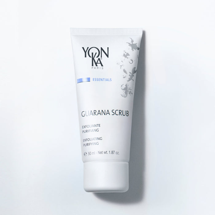 Guarana Scrub 50 ml jar with Yon-Ka Paris label and creamy rice bran and guarana seed scrub texture