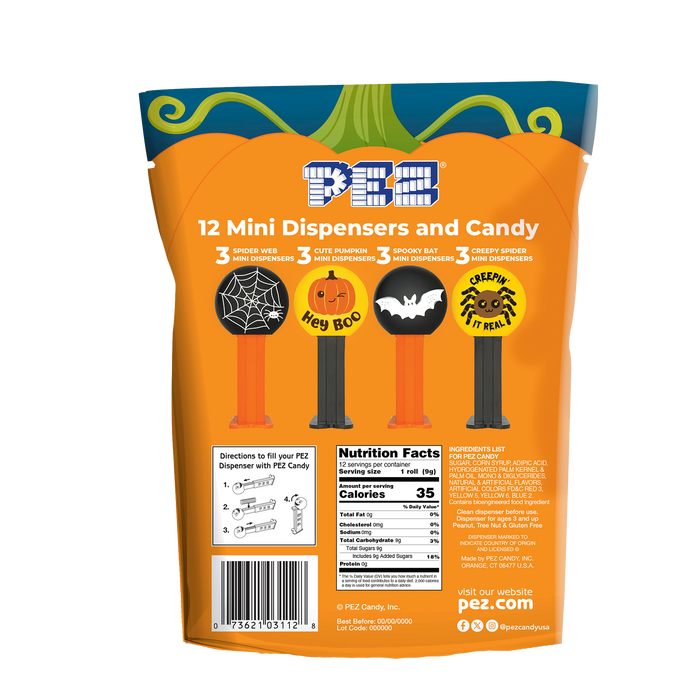 Halloween PEZ Party Bag (12 pack mini PEZ - each Individually wrapped)