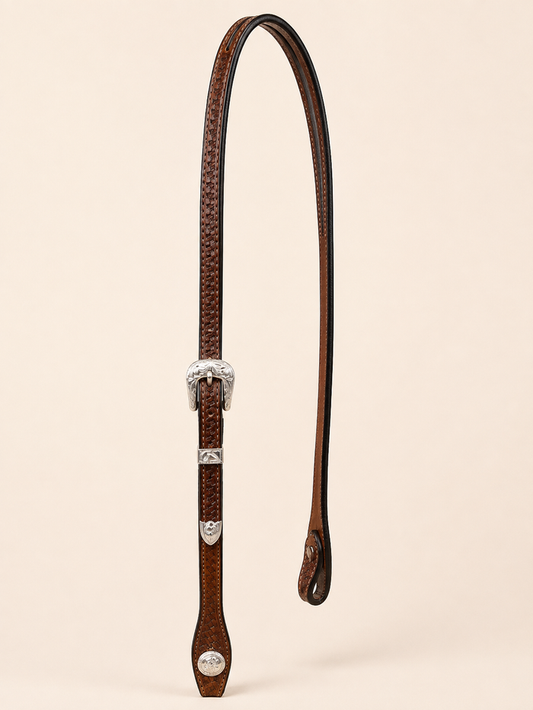 Headstall - HS305 - 1/2" Single Buckle Split Ear with Silver Plated Trim