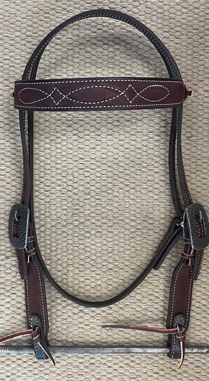 Headstall - HS312 - Pro Choice Gunslinger 5/8" Chocolate Roughout Browband