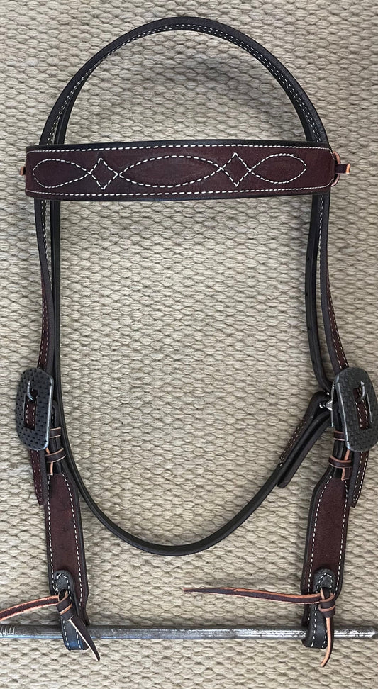 Headstall - HS312 - Pro Choice Gunslinger 5/8" Chocolate Roughout Browband