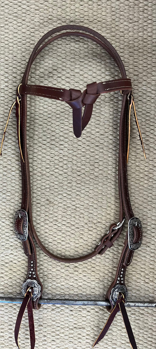 Headstall - HS322 - Weaver Canyon Rose Browband Heavy Oiled