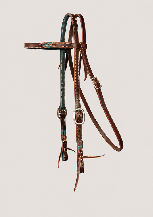 Headstall - HS399 - 5/8" Twist Emerald and Burgundy with Browband