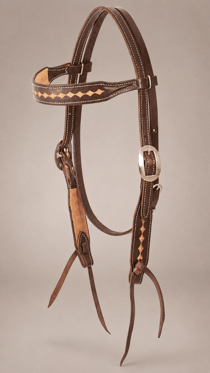 Headstall - HS401 - Chocolate Diamond Stamp with Cart Buckle