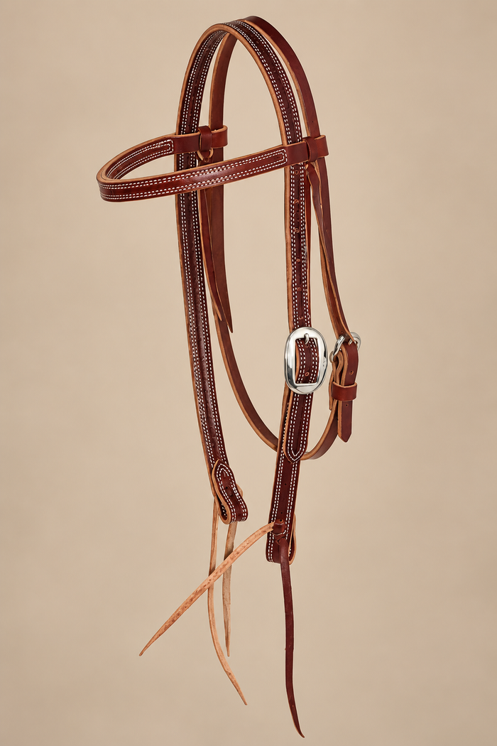 Headstall - HS409 - 3/4” Burgundy Latigo Leather Browband