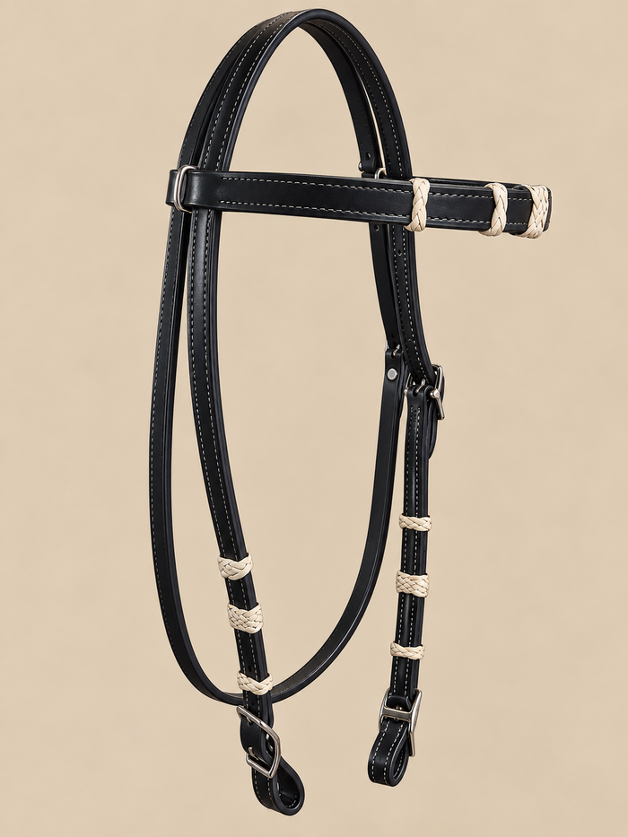 Headstall - HS411 - Black with Rawhide Accents