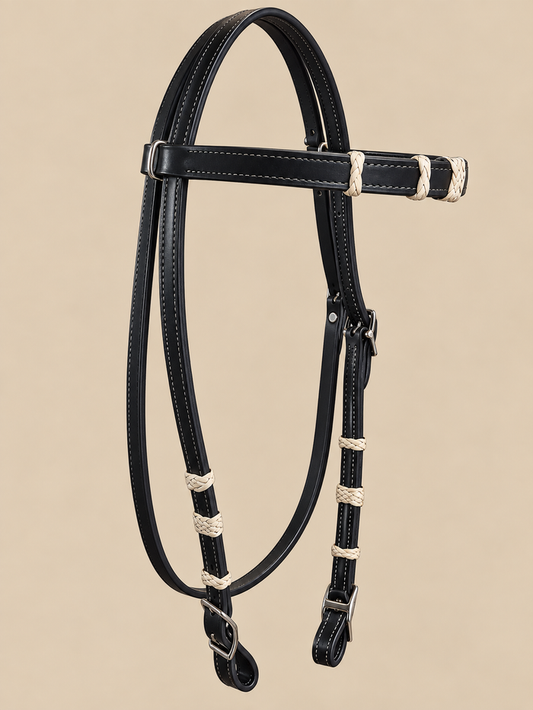 Headstall - HS411 - Black with Rawhide Accents