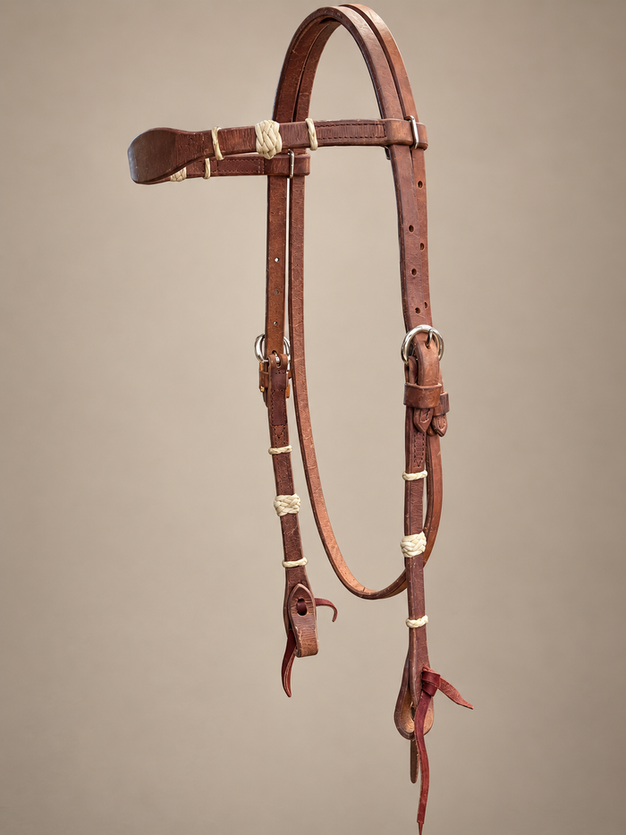 Headstall - HS414 - Herman Oak Browband with Rawhide Accents