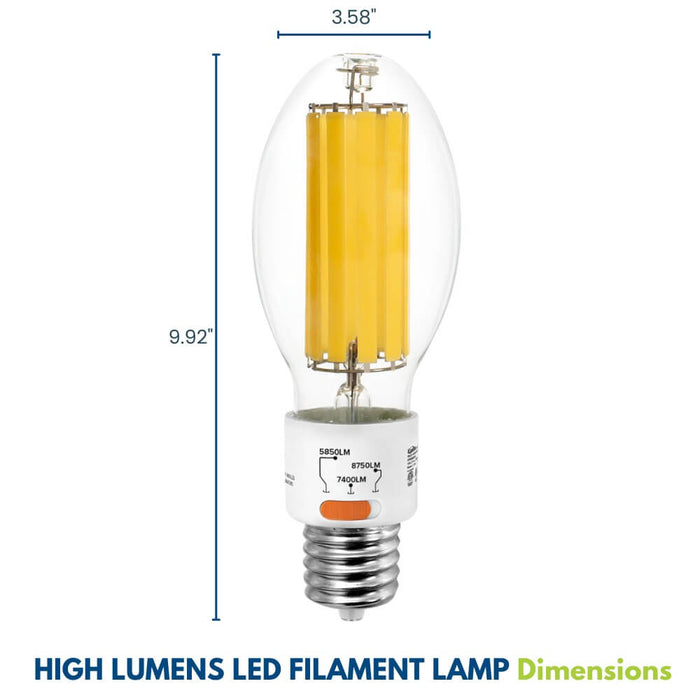 Dimensions of 45W High Lumen LED Filament Bulb
