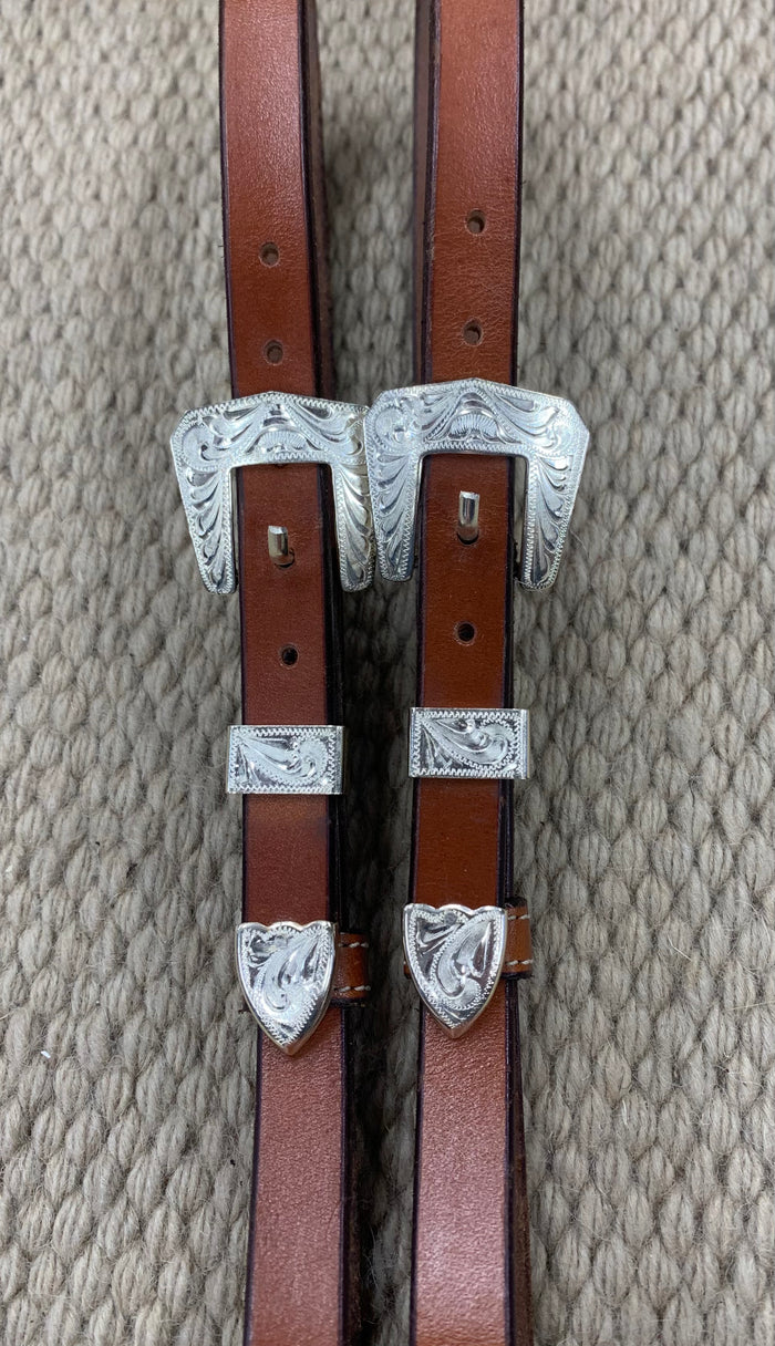Breast Collar - BC12 - Square Geometric Antiqued w/ Silver Plated Buckles