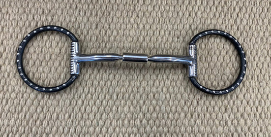 BIT - MB29 - Myler D-Ring Sweet Iron Comfort Snaffle Wide Barrel Black w/ Dots