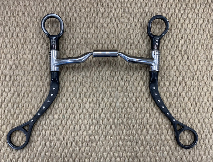 BIT - MB28 - Myler MBB Flat Shank Sweet Iron Comfort Snaffle Black w/ Dots