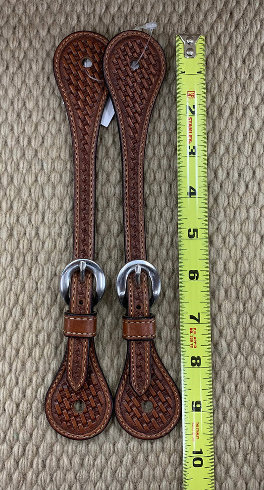 Spur Straps - SPS05 - Ladies Small Straight Basket Antiqued
