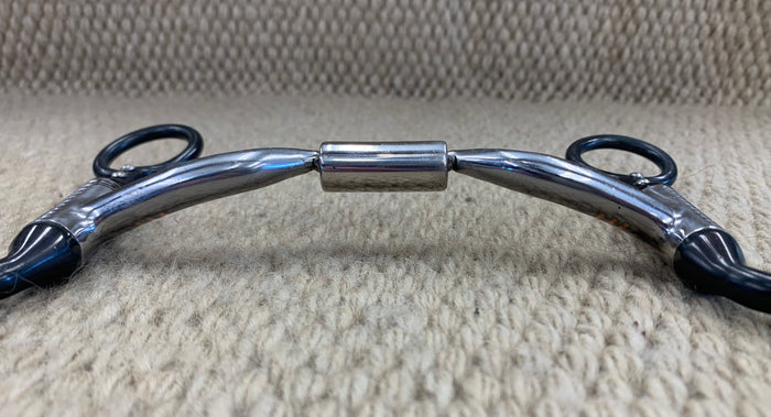 BIT - MB24 - Myler Seven Shank Sweet Iron Low Port Comfort Snaffle Black w/ Dots