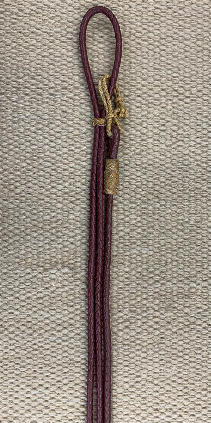 Romal Reins - RR18 - Latigo Dark Red w/ Rawhide Accents and Snaps