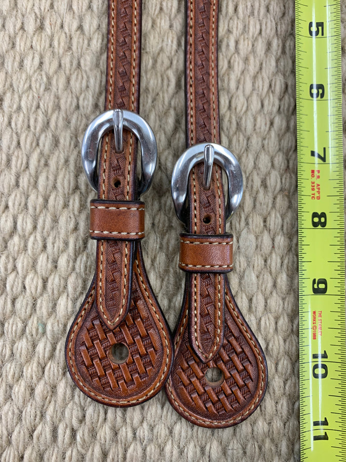 Spur Straps - SPS05 - Ladies Small Straight Basket Antiqued