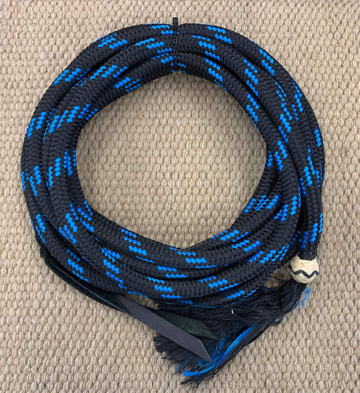 Mecate - MEC64 - 5/8"x23' Yacht Rope w/ Button Tassel and Black Popper Blue and Black