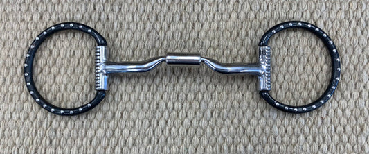 BIT - MB09 - Myler D-Ring Sweet Iron Low Port Comfort Snaffle Black w/ Dots