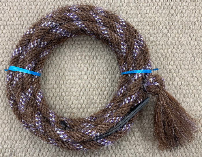 Mecate - MEC58 - 1/2"x22' 6 Strand Mane Hair Brown, Purple and White