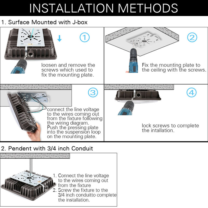 Konlite LED Canopy Area Light installation guides