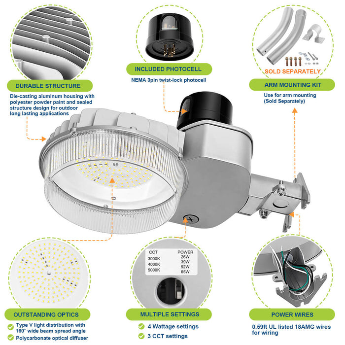 LED Barn Light Features and Accessories