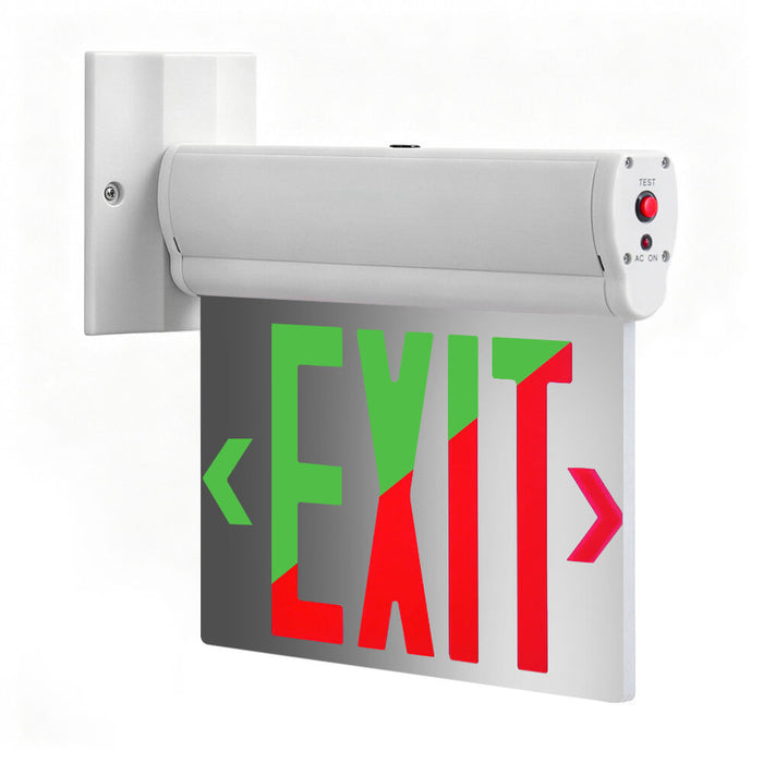 LED edge-lit exit sign red or green letter side wall mount