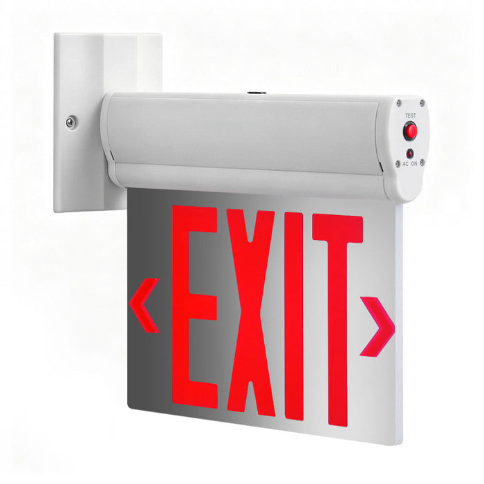LED edge-lit exit sign red  letter side wall mount