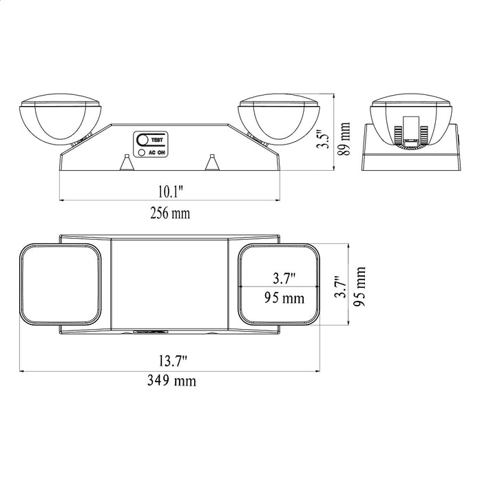 dimensions of led emergency ight