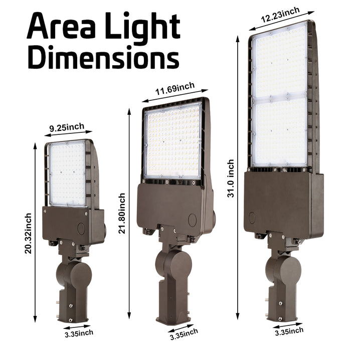 the dimensions of Konlite LED Aera light on slipfitters for all sizes