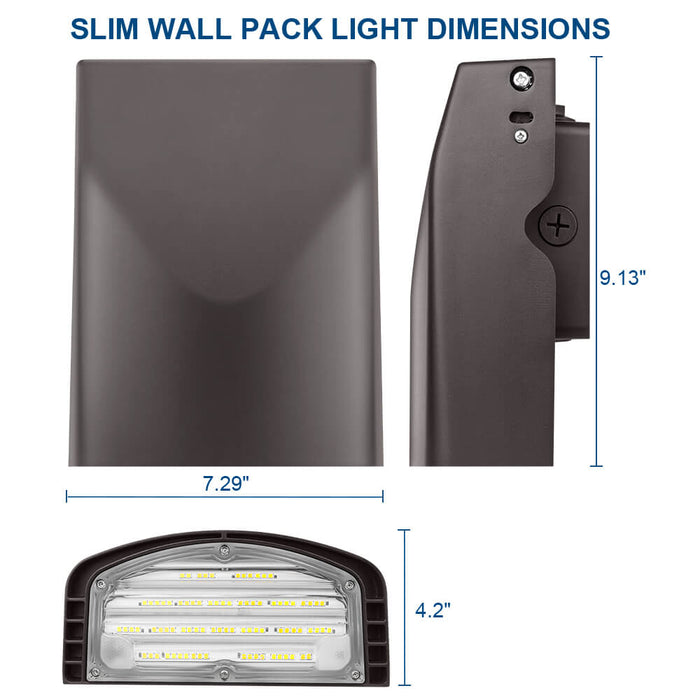 Konlite LED Slim Wall Pack Light dimensions
